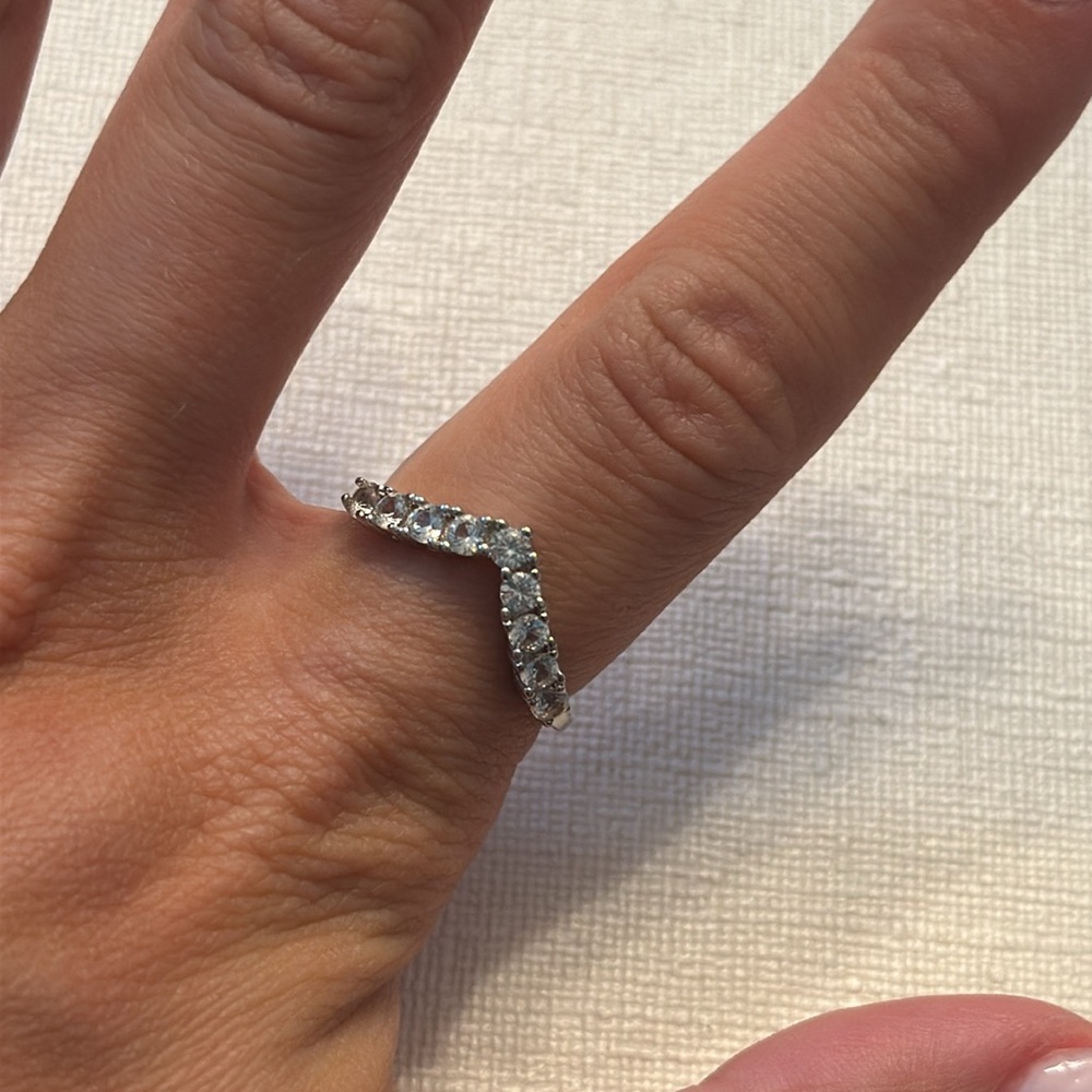 BELLA LUCE ROUND LAB CREATED WHITE SAPPHIRE RHODIUM OVER STERLING SILVER RING - Picture 3 of 6